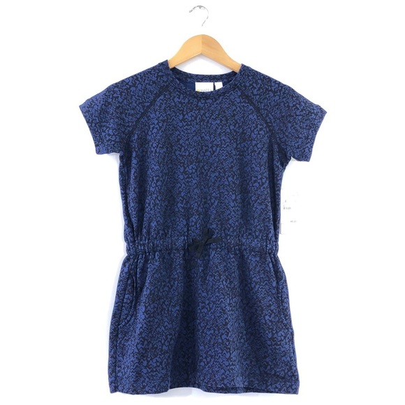 Zella Girls Blue Twilight Black Drawstring Waist Fleece Sweatshirt Dress S - Picture 1 of 9